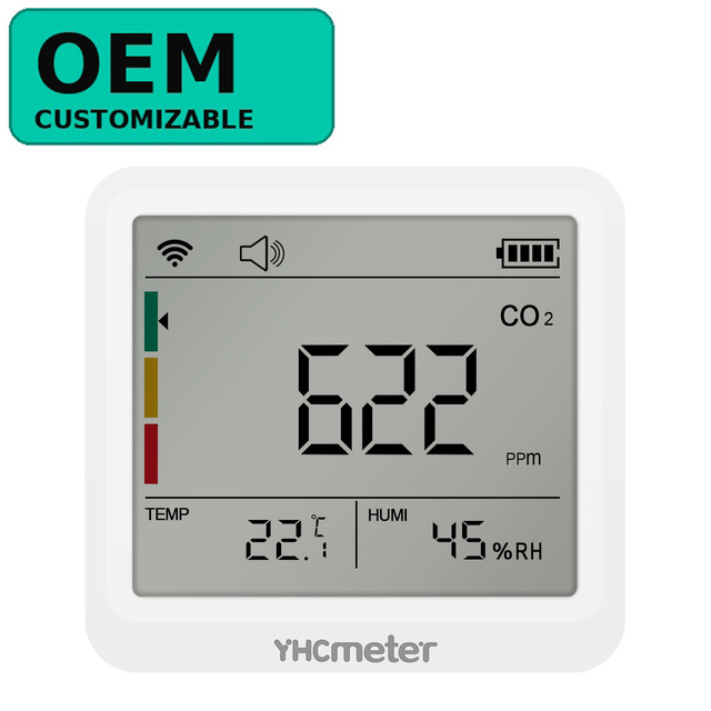 OEM Yhcmeter 3 in 1 Portable Digital Carbon Dioxide Detector with Temperature and Humidity for Home