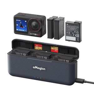 Pour AMagisn étui de charge de batterie Portable à 3 voies pour DJI Osmo <span class=keywords><strong>Action</strong></span> 5 Pro étui de charge à charge rapideAccessoires de caméra de sport - Product Image 1