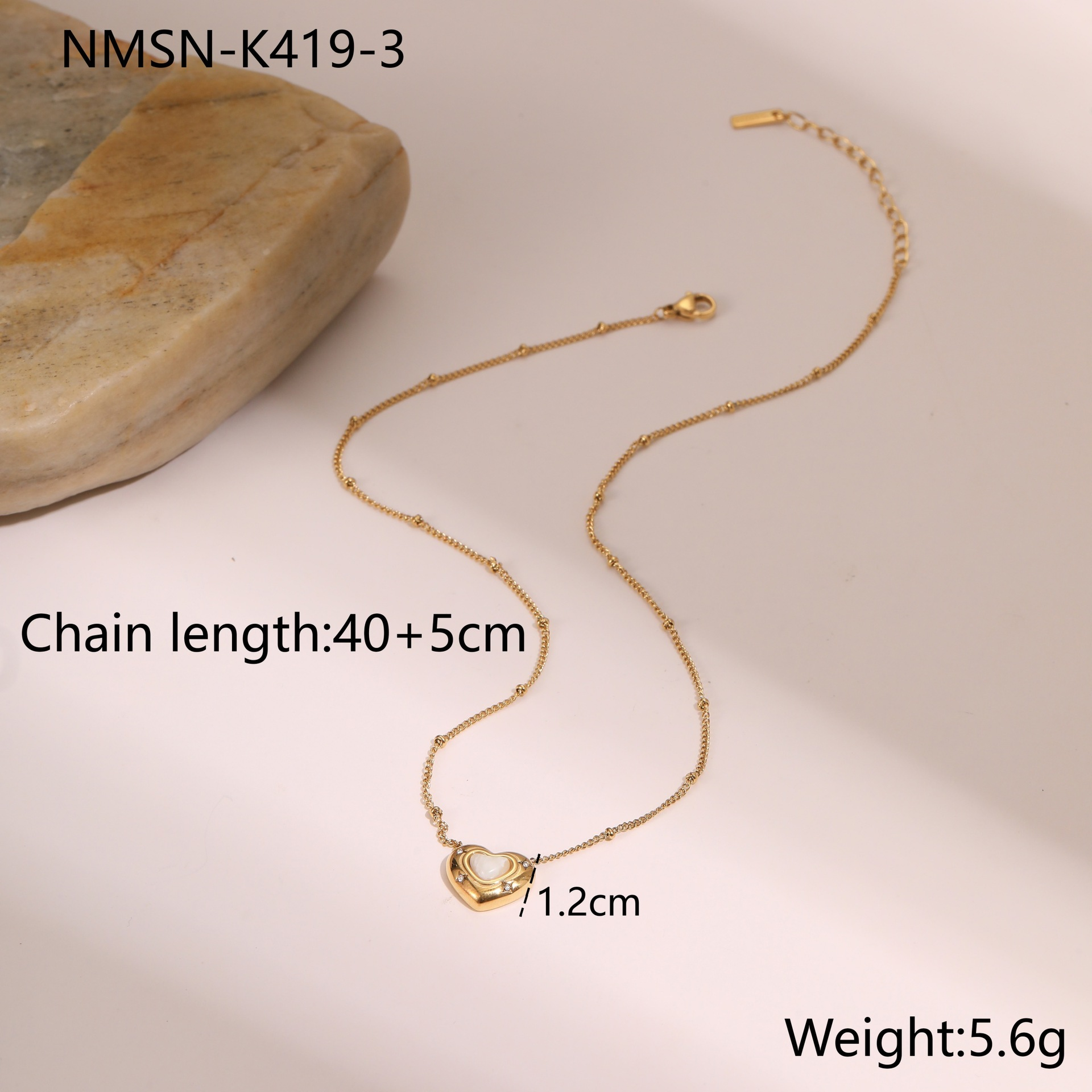 สร้อยคอโรสควอตซ์สีทอง Nmn-k419-3