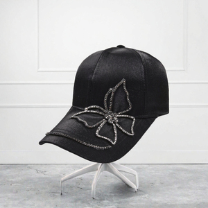 Casquette de baseball sportive incurvée à 6 panneaux en PVC avec strass papillon de luxe, imperméable, respirante, personnalisable, tendance, style coréen - Product Image 3