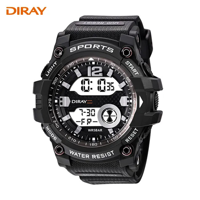 DIRAY 2023 Popular Unisex Digital Analog Dual Display Watch Set Led Luminous Waterproof Functional Sport Wrist Watches