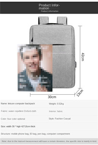 <span class=keywords><strong>Mochila</strong></span> Impermeable con Logotipo Personalizado al por Mayor, Material Oxford, con Carga USB, para Negocios, Oficina, Portátil, Maletín para Hombres y Mujeres, con Cierre - Product Image 2