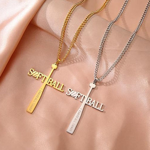 Collana con Ciondolo a Forma di Mazza da Softball, Versetto Biblico 'POSSESSEI TUTTE LE FORZE', Regalo per Giocatori, Squadre e Allenatori di Softball - Product Image 3