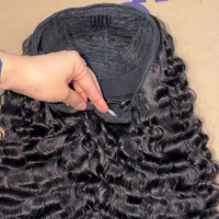 Perruques mi-tête en cheveux naturels bruts du Cambodge avec cordon de serrage, vente en gros, perruque sans colle prête à porter, densité 180% 200%