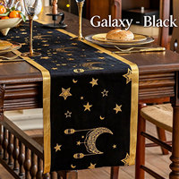 Chemin de table en velours pour l'Aïd Ramadan, motif lune et étoile dorés, décoration de table islamique pour fête musulmane et décoration de mosquée