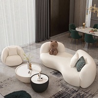 Chaise Longue Moderna Curva sin Brazos en Color Crema, Mueble Decorativo de Espuma de Alta Densidad para Sala de Estar o Vestíbulo de Hotel