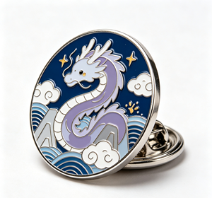 Lindo Pin Metálico de Dragón, Broche Redondo de Estilo Chino para Ropa, Mochila, Sombrero, Regalo - Product Image 3