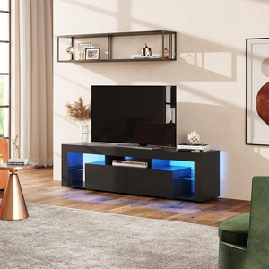 Meuble TV pour téléviseurs jusqu'à 70 <span class=keywords><strong>pouces</strong></span>, centre de divertissement moderne avec éclairage LED et 2 grands tiroirs de rangement, pour salon - Product Image 6
