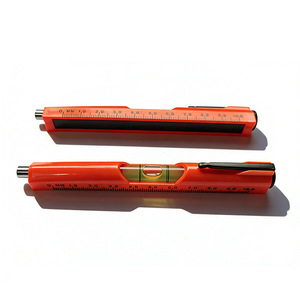 Mini nivel de bolígrafo con regla e imán para medición DIY, 4 pulgadas, naranja - Product Image 2