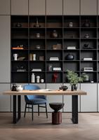 Bureau de présentation en verre trempé avec lumière à capteur humain pour villa de luxe, espace de lecture privé indépendant