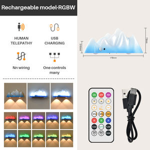 Lampe murale RGBW Montagne enneigée télécommandée, avec capteur de mouvement et rechargeable par USB, veilleuse LED à intensité variable pour chambre et salon - Product Image 6
