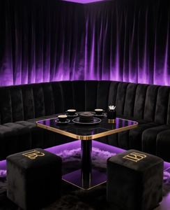 Solución de Proyecto Personalizada para Discotecas y Bares Lounge: Conjunto de Asientos Seccionales Modernos y Mesa Central de Acero Inoxidable - Product Image 5