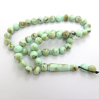 Chapelet musulman de prière islamique Misbaha Tesbih Subha en résine turquoise et ambre, 51 perles rondes de 10 mm, haute qualité