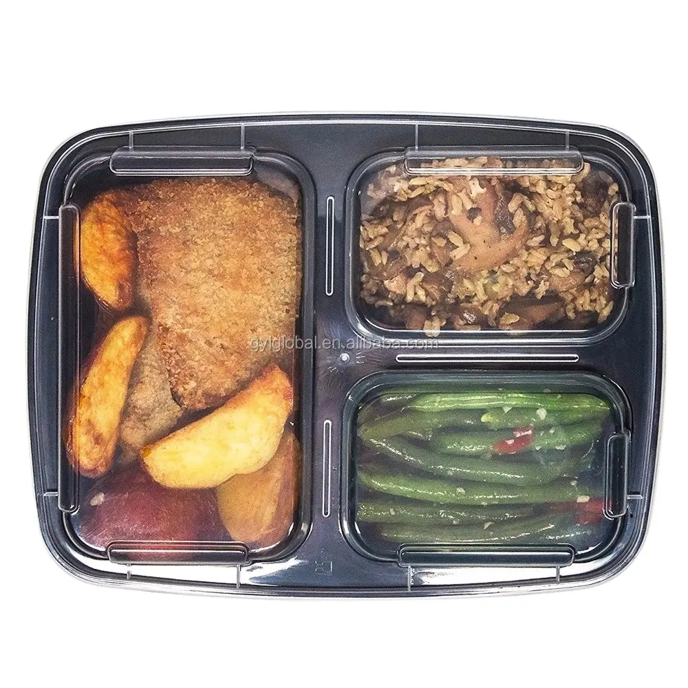 3 Compartiment Herbruikbare Voedsel Prep Containers Met Deksels, Bento Lunch Box, Magnetron En Vaatwasmachinebestendig 15 Delige Set
