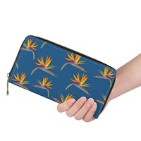 Fournisseur personnalisé Aloha Hawaiian Bird of Paradise Prints Porte-cartes en cuir Pu Portefeuille imprimé à la demande Portefeuille en cuir de mode