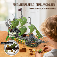 Bloques de Construcción de Barco Pirata que Brillan en la Oscuridad EPT, 1576/2024 Piezas, Modelo de Barco Fantasma, Set de Exhibición DIY, Regalo para Niños y Adultos a Partir de 6 Años