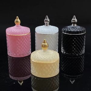 Pot en <span class=keywords><strong>verre</strong></span> transparent pour bougies, cristal personnalisé en relief, porte-bougie blanche - Product Image 2