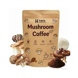Poudre de café bio aux champignons Lion's Mane et Reishi, personnalisée OEM, marque privée, pour l'énergie, le système immunitaire, la mémoire et le sommeil chez l'adulte - Product Image 1