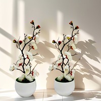 1pcs Bonsaï Fleurs de Soie Prune Plantes Artificielles en Pot Fleurs Simulation Branche de Prune d'Hiver Vases Décoration de Maison de Mariage