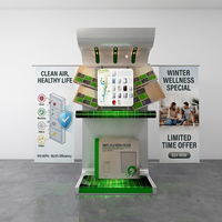 Support d'affichage pour purificateur d'air sur pied en métal OEM, présentoir intelligent pour la maison avec panneaux publicitaires en PVC double face