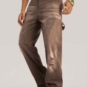 Jeans de Mezclilla Gruesos con Lavado Desgastado para Hombre, Fabricantes de Ropa Personalizada, Jeans Casuales de Carga para Hombre - Product Image 6