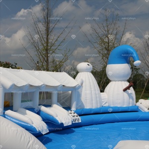 Parque Acuático Inflable <span class=keywords><strong>Comercial</strong></span> Grande de 21x21m |   Centro de Actividades Multijuegos con Temática Oceánica con 5 Sopladores y Bomba de Agua - Product Image 5