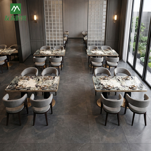 Meubles de restaurant commerciaux personnalisés, <span class=keywords><strong>chaises</strong></span> en bois massif et table à manger en marbre, solutions pour projets de restaurants d'hôtels haut de gamme - Product Image 4