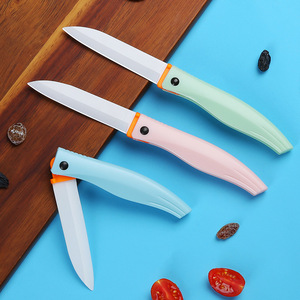 Ceramic Fruit Knife Folding 8 Cm Blade Portable For Home Kitchen Use Peeling Vegetables And Fruits Set Of 3 - Product Image 1
