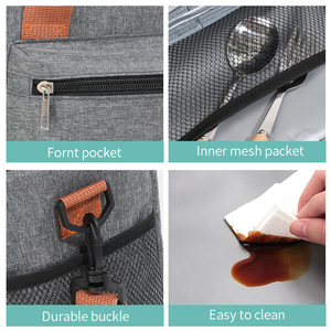 Lunch Bag Double Layer Insulated Portable Outdoor Picnic Crossbody Bag Khaki Navy Blue Black Gray - Product Image 4