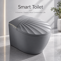 Toilette intelligente gris froid avec bidet, couvercle à ouverture automatique, capteur de pied, chasse d'eau automatique, siège chauffant, séchoir à air chaud, télécommande et écran LED