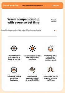 Carpa de Camping Familiar Portátil en Oferta, Impermeable, con Espacio Extra Grande para Acampar y Explorar al Aire Libre - Product Image 3