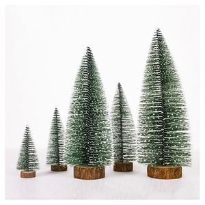 Xmas Holiday Party Home Tabletop Decoration Small Pine With Wooden Bases Mini Christmas <b>Tree</b> - Product Image 1