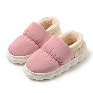 Chaussures en coton pour hommes chaussures en coton antidérapantes une paire de pantoufles chaudes à semelles épaisses pour femmes chaussures à semelles en caoutchouc souple - Product Image 3