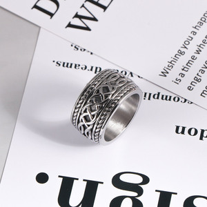 European American Cast <b>Titanium</b> Steel <b>Ring</b> Cross Geometric Men's Thumb <b>Ring</b> SA154 - Product Image 3