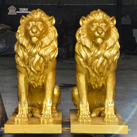 Sculptures en bronze antique Statues de lion d'or en laiton Commerce pour porte