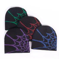 Bonnet tricoté double face motif toile d'araignée Hip Hop pour hommes et femmes, style Y2K, multicolore, élastique et chaud