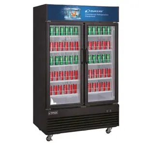 Commercial supermarket refrigeration equipment Double glass door beverages display freezer