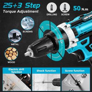 Perceuse-visseuse sans fil professionnelle NEOBRISKEN 20V, moteur sans balais, kit avec mandrin auto-serrant, couple élevé, 2 vitesses, lumière LED, compatible OEM N721 Ta - Product Image 5