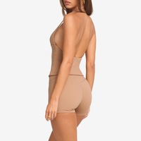Rompi Olahraga Fitness yang Dipakai di Leher, Model V-neck, Menampilkan Bentuk Dada, Cocok untuk Lari, Pilates, Seksi, Atasan Cantik, Set Yoga dengan Celana Pendek