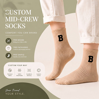 Chaussettes mi-mollet décontractées pour femmes avec logo personnalisé, douces, respirantes, à bout et talon renforcés, fabricant OEM en gros