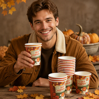 Gobelet à café ou thé jetable écologique en papier kraft avec logo imprimé personnalisé, revêtement PE, recyclable, 8 oz