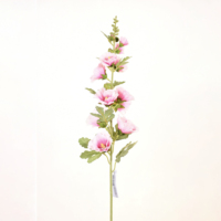 2024 grosir kualitas tinggi hollyhock buatan bunga satu batang sutra bunga buatan untuk dekorasi rumah