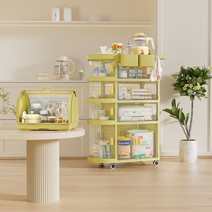 Carrito plegable para bebé, estantes con ruedas, carrito <span class=keywords><strong>auxiliar</strong></span> móvil para bebé, suministros multicapa, organizador de estantes de almacenamiento de artículos diversos para aperitivos - Product Image 6