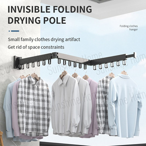 Estante de secado de ropa plegable Rectangular de aluminio de 3 pliegues, soporte de secado de tela montado en la pared extensible para sala de estar interior y exterior - Product Image 3