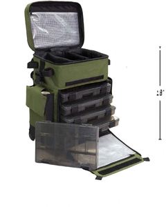 Échantillon Gratuit : Sac à Dos de Pêche Vert Imperméable Grande Capacité avec Porte-Cannes et Roulettes pour Matériel de Pêche Sportive - Product Image 4