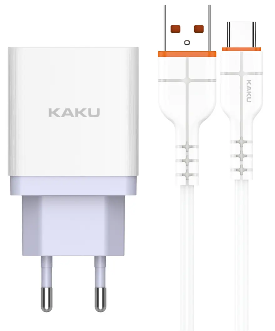Kaku फैक्टरी सस्ते कीमत अमेरिका यूरोपीय संघ प्लग क्यूसी 3.0 18W तेजी से दीवार यात्रा चार्जर डेटा केबल के साथ इकाई प्रकार सी केबल के लिए Huawei नवम्बर