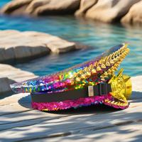 Chapeau Steampunk à Paillettes Arc-en-ciel et Strass avec Lunettes de Protection pour Femme, Vente en Gros, MOQ 3