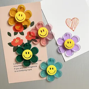 Creatieve Schattige Kleur Acryl Smile Koelkast Magneet Sticker Foto Informatie Vaste Magneet Sticker Home Decor