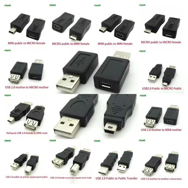 USB 2.0 Adapter Adapter Mini 5P To A Male Female Micro To USB Android Data Side T Port Converter Selector Connector