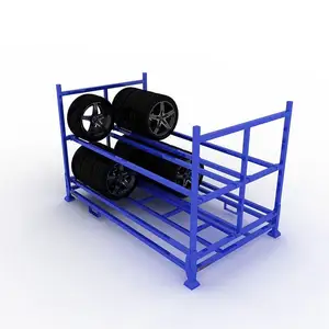 Agile Reliable Reputation Adjustable Metal Pallet Stacking Rack Tire Shelf Steel Truck Industrial Stacking Tire Storage Rack